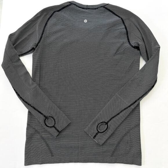 Lululemon Swiftly Tech Long Sleeve Crew 12 *Original Fit Black White Stripe - Picture 5 of 5